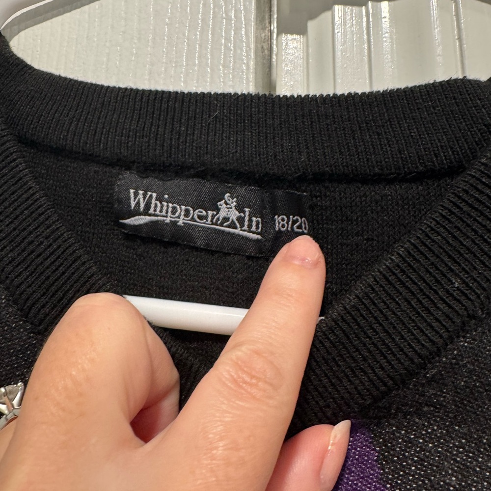 Black Argyle Shoulder Sweater | Purple & Gray Accent | Classic Fit - Picture 2 of 3